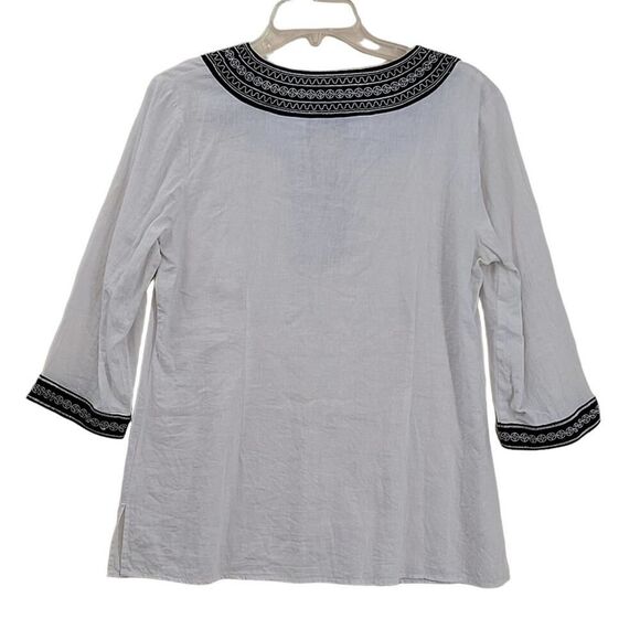 Carole Little Linen Embroidered Tunic Top L - Picture 2 of 6